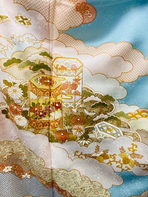 訪問着　京友禅　水色系　結婚式　パーティー