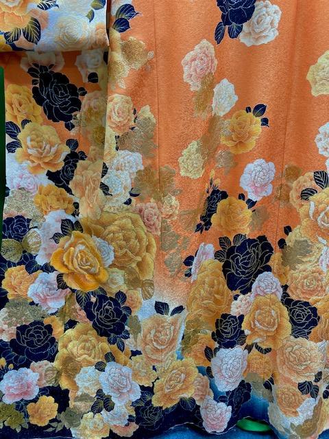 オレンジ　振袖　成人式　パーティー