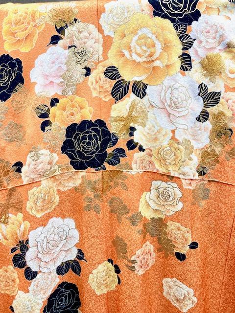 オレンジ　振袖　成人式　パーティー